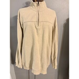 Arrow USA 1851 Mens XL Quarter Zip Pullover Sweater Tan Beige Mock Neck Knit